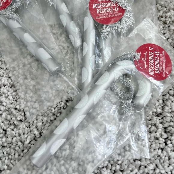 Hallmark 6” Silver Plastic Candy Cane Christmas Tree Ornaments / Gift Trim 15qty - Picture 8 of 11